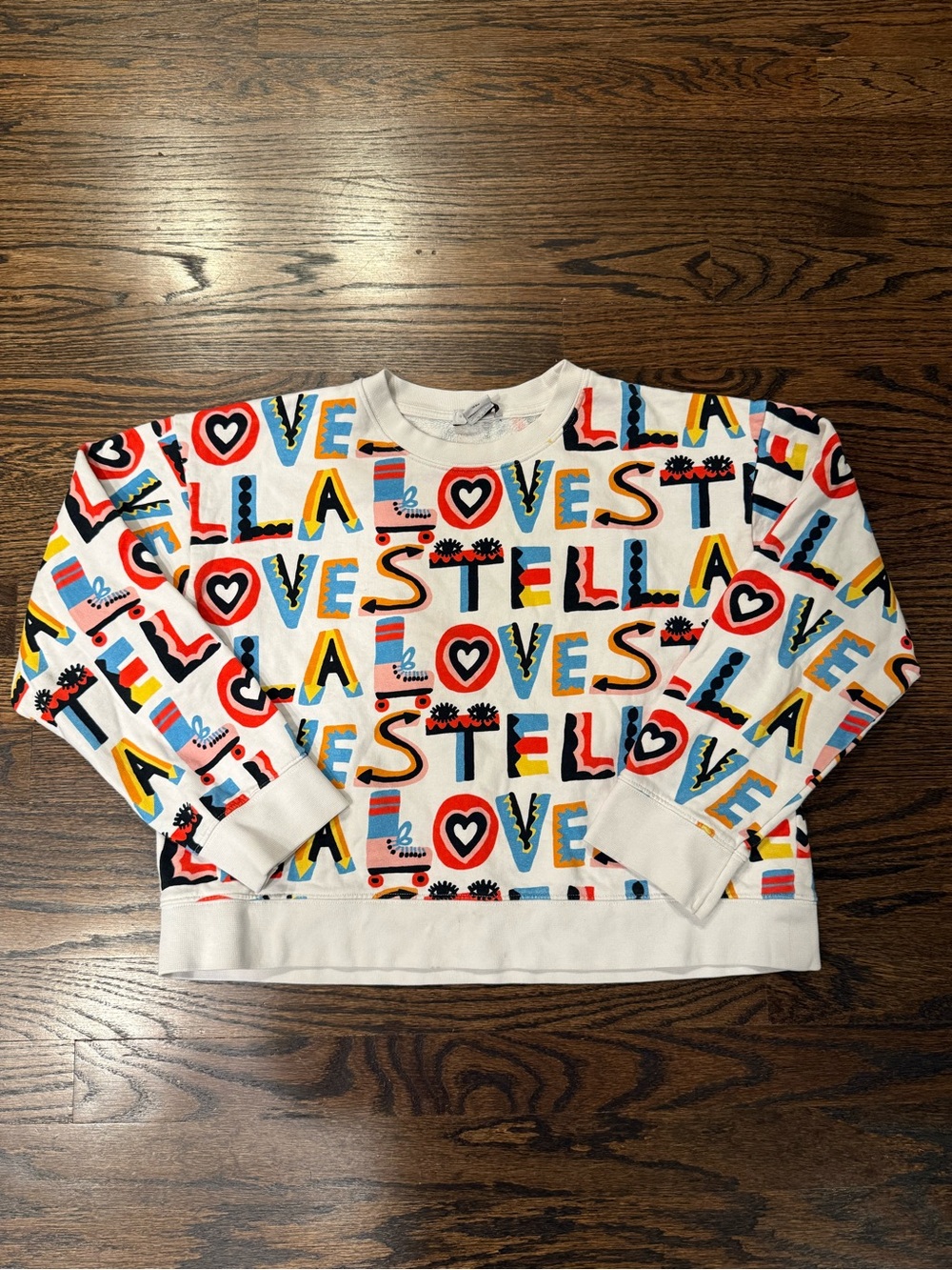Stella McCartney White Multicolor 'LOVE' Graphic Crewneck Sweatshirt
